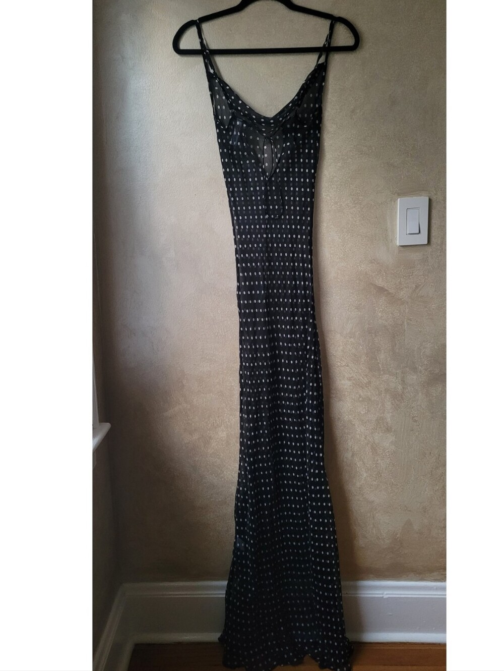 RAT AND BOA GISELE POLKA DOT MAXI SILK DRESS BLACK AND WHITE - Picture 9 of 14